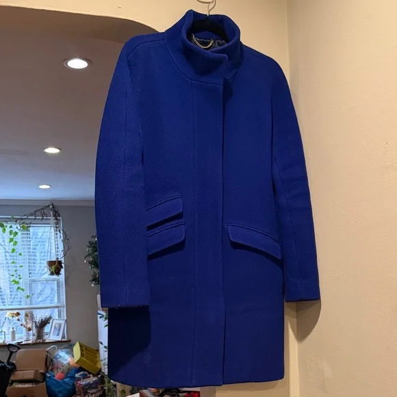 J. Crew Italian Stadium Coat Cobalt Blue Size 6 - Picture 3 of 6